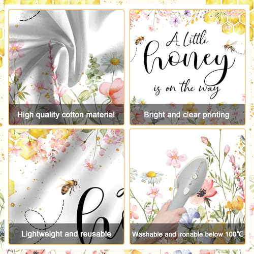 Mocsicka Bee Baby Shower Backdrop Honey Bee Girl Baby Shower Background A Little Honey is On The Way Party Decoration Photo Booth Props (7x5ft) - Image 3