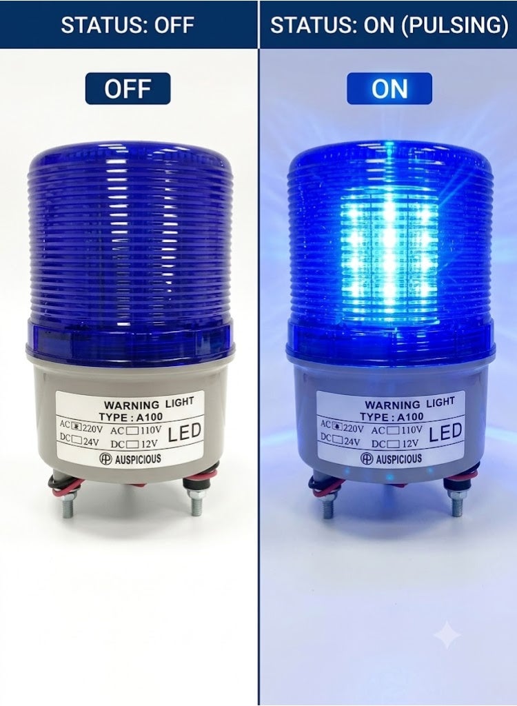 Auspicious Warning Light Rotary Blue LED Screw Mount A100 Auspicious 220VAC - Image 2