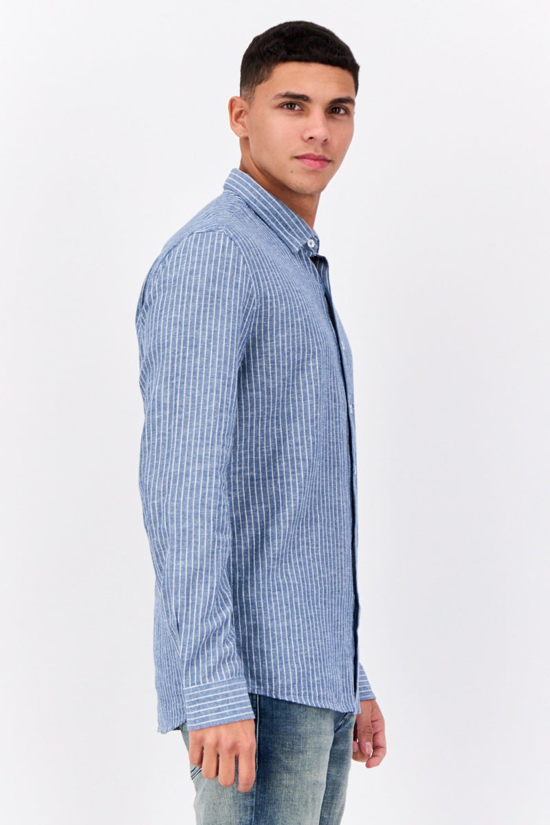 Peter Werth قميص رجالي عادي بأكمام طويلة بنمط خطوط، متعدد الألوان - Image 2