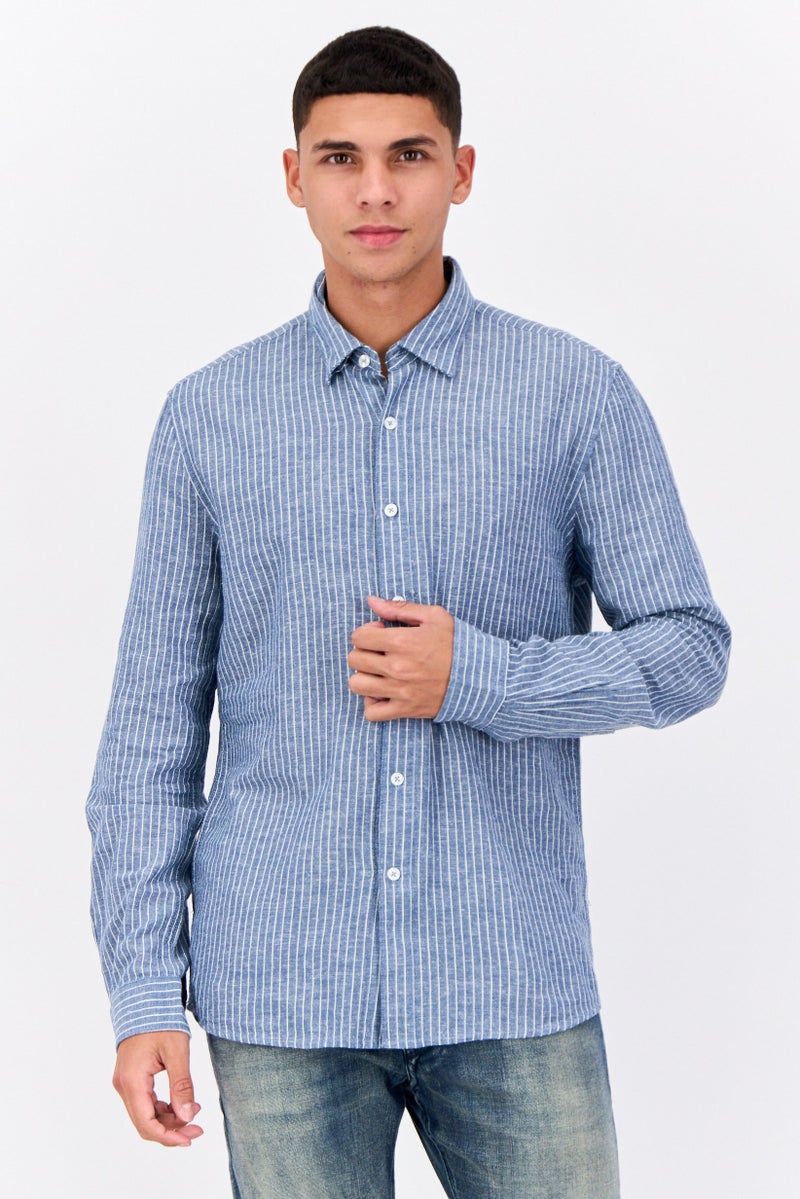 Peter Werth قميص رجالي عادي بأكمام طويلة بنمط خطوط، متعدد الألوان - Image 1