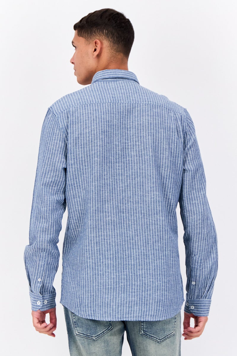 Peter Werth قميص رجالي عادي بأكمام طويلة بنمط خطوط، متعدد الألوان - Image 3