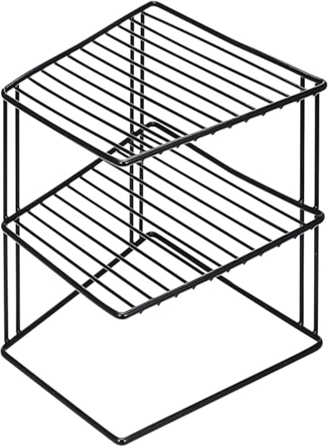 Greenfields 3 Tier Corner Kitchen Plate Rack, Tidy Cupboard Shelf Insert Organiser and Space Saver Unit - Premium Quality great for organising plates and saving cupboard space (Black)