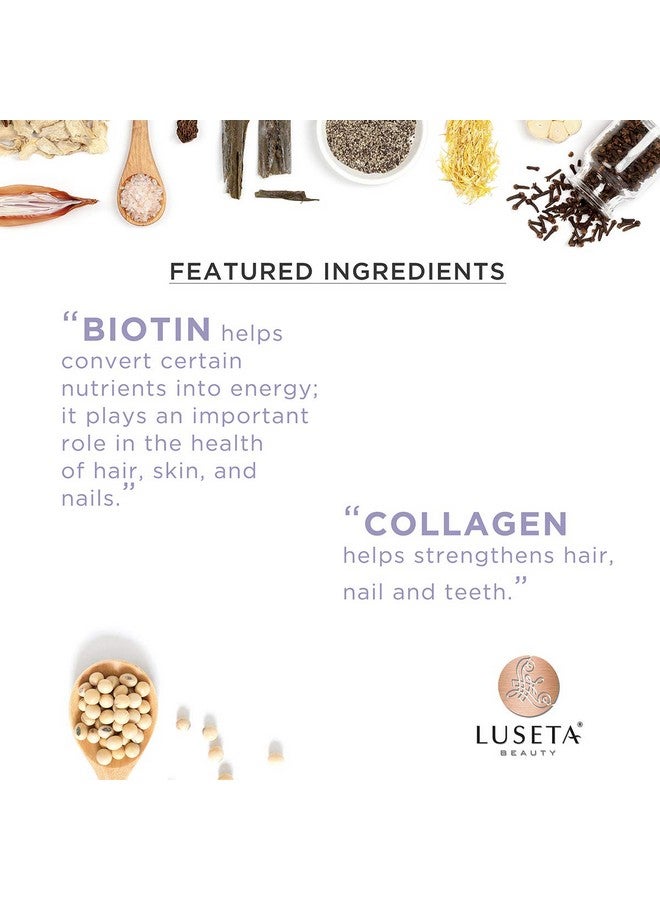L LUSETA مجموعة شامبو وبلسم البيوتين والكولاجين، شامبو مكثف لتساقط الشعر ونمو الشعر السريع، خالٍ من الكبريتات والبارابين، آمن على الكيراتين والصبغة، 2 × 33.08 أونصة - Image 4