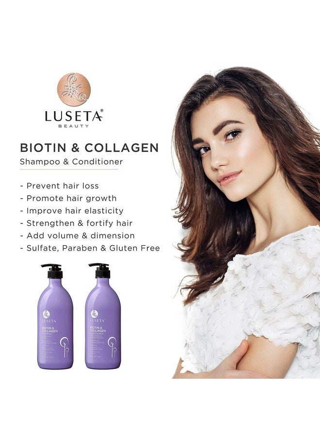 L LUSETA مجموعة شامبو وبلسم البيوتين والكولاجين، شامبو مكثف لتساقط الشعر ونمو الشعر السريع، خالٍ من الكبريتات والبارابين، آمن على الكيراتين والصبغة، 2 × 33.08 أونصة - Image 3