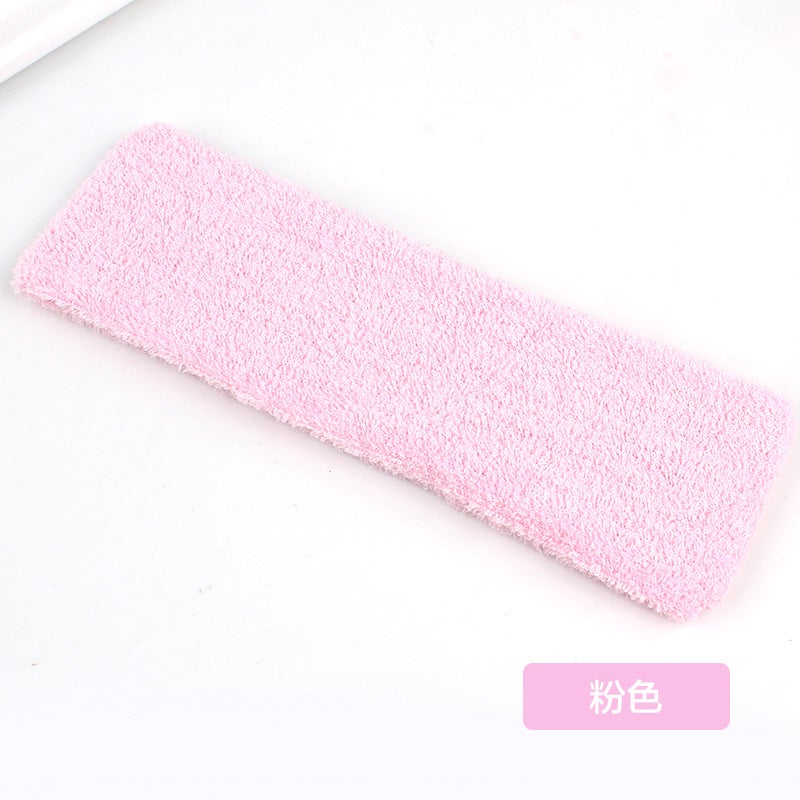 Loquat Towel Mens and Womens Polyester Yoga Sports Sweat-Absorbing Headband European and American Hair Band Wash Face Cotton Headband Hair Band Pink