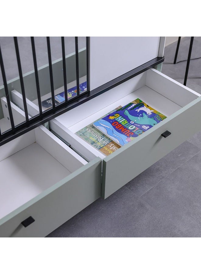 DANUBE HOME Petra 3-Door Swing Door Wardrobe with 2 Drawers & Mirror - Stylish White & Grey Engineered Wood Furniture for Bedroom Storage - Size: L200.4xW53xH130cm - Ideal Wardrobe Solution! - Image 4