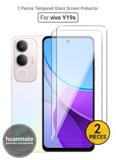 2 Pieces Vivo Y19s Tempered Glass Screen Protector – High Transparency, Delicate Touch, Anti-Explosion, Smooth Arc Edges, Easy Installation, Screen Protector for Vivo Y19s