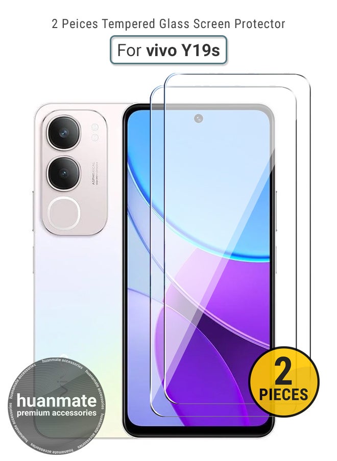huanmate - 2 Pieces Vivo Y19s Tempered Glass Screen Protector – High Transparency, Delicate Touch, Anti-Explosion, Smooth Arc Edges, Easy Installation, Screen Protector for Vivo Y19s - Image 1
