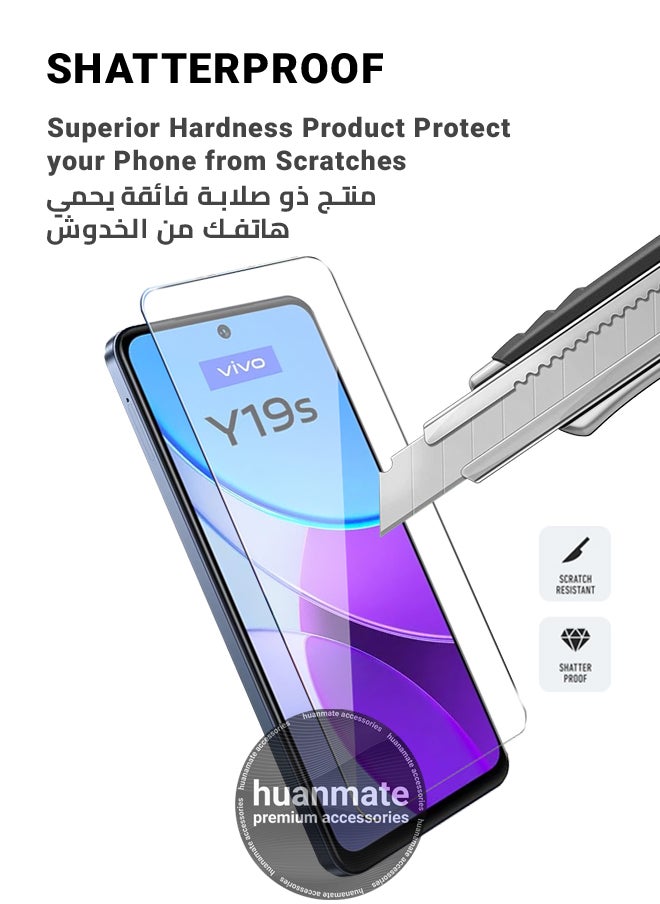 huanmate - 2 Pieces Vivo Y19s Tempered Glass Screen Protector – High Transparency, Delicate Touch, Anti-Explosion, Smooth Arc Edges, Easy Installation, Screen Protector for Vivo Y19s - Image 1