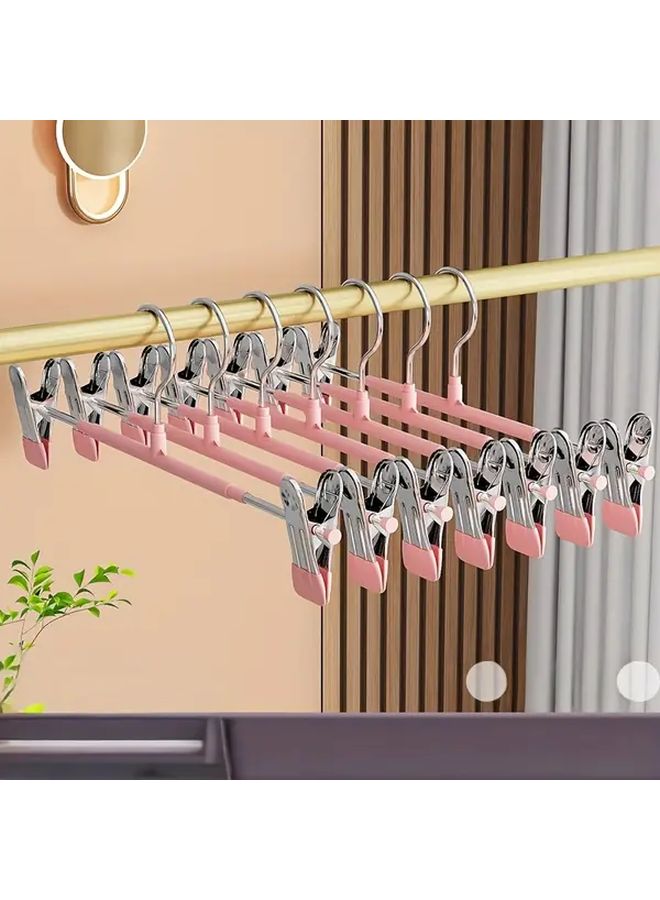 Pink Heavy Duty Iron Pants Hangers 4 Pack With Non Slip Hooks Curved Space Saving - Image 2