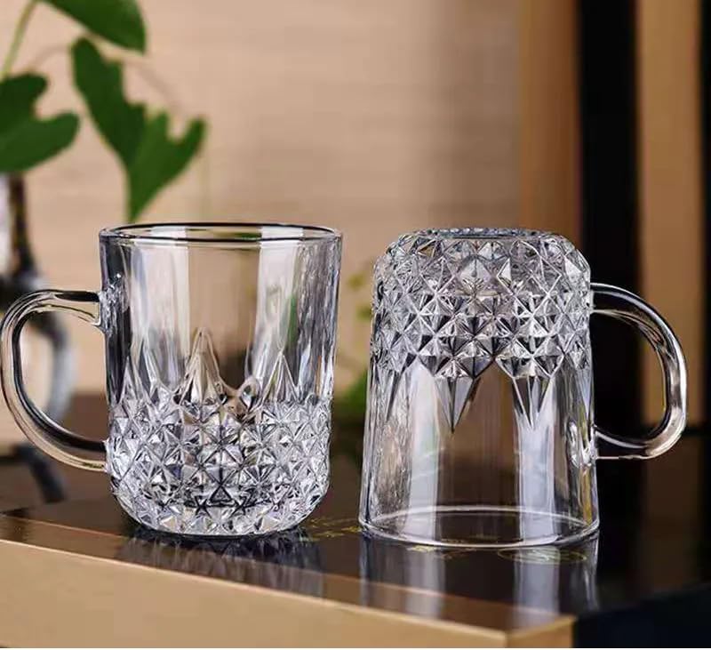 ZROY ENTERPRISE Premium Classic Glass Tea & Coffee Cup Set of 2-210 ML, for Transparent Espresso Cappuccino hot Chocolate, Milk Cup, Green Tea, Herbal Tea, Lemon Tea (Elegant, 2) - Image 2