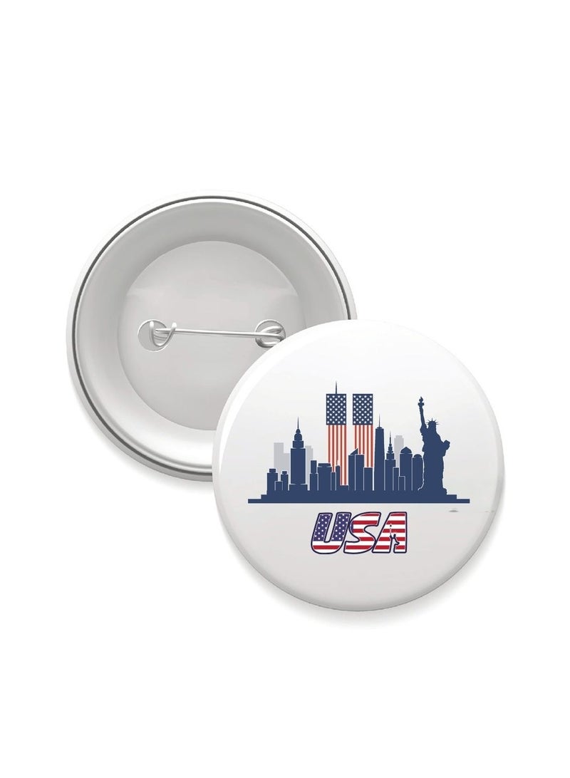 PRINTSHOP4ME USA Flag Button Badge Pin–Quality Metal Pinback|Classic USA Design|Ideal For Memorial Day|Round Pinback|Great For Events, Gifts&Everyday Use - Image 1