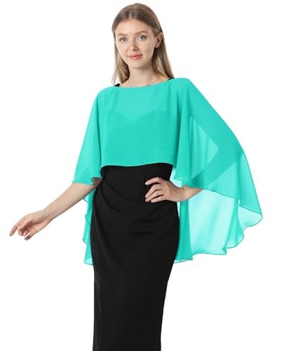 Hotshawl كابليت هوتشوال للنساء شيفون كاب شالات ولفات لفستان المساء أغطية الزفاف (أكوا) - Image 2