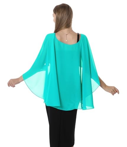 Hotshawl كابليت هوتشوال للنساء شيفون كاب شالات ولفات لفستان المساء أغطية الزفاف (أكوا) - Image 5
