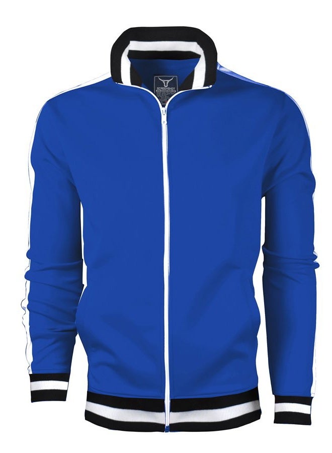 SCREENSHOT Mens Urban Hip Hop Premium Track Jacket - Slim Fit Side Taping Sportswear Urbanwear Streetwear Top, S51700-royal, L - Image 2