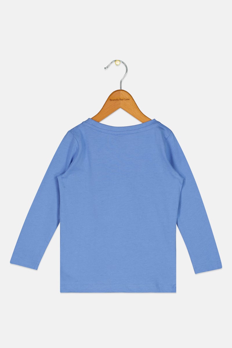 NAME IT Toddlers Girl Graphic Print Long Sleeves Top, Slate Blue - Image 2