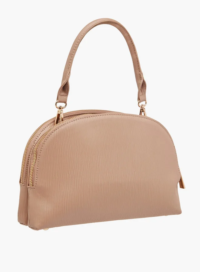 Flora Bella By Shoexpress Women's Textured Dome Bag with Detachable Strap and Zip Closure