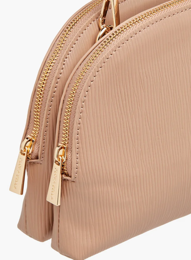 Flora Bella By Shoexpress Women's Textured Dome Bag with Detachable Strap and Zip Closure