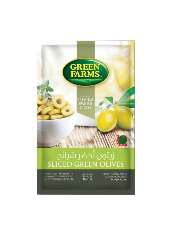 The Green Farms - Green Farms Sliced Green Olives, 1.6Kg - Image 1