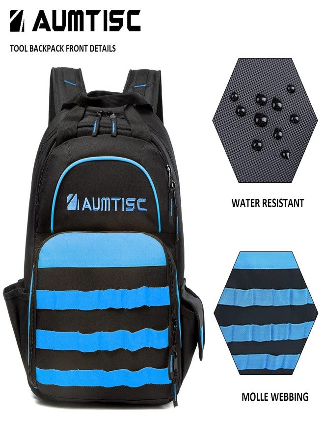 AUMTISC Tool Bag Backpack for Men, Heavy-Duty Tools Storage Organizer Work Bags Backpack for Construction Jobsite, Electrician, Industrial, Repairman, and HVAC Techs, Blue - Image 4