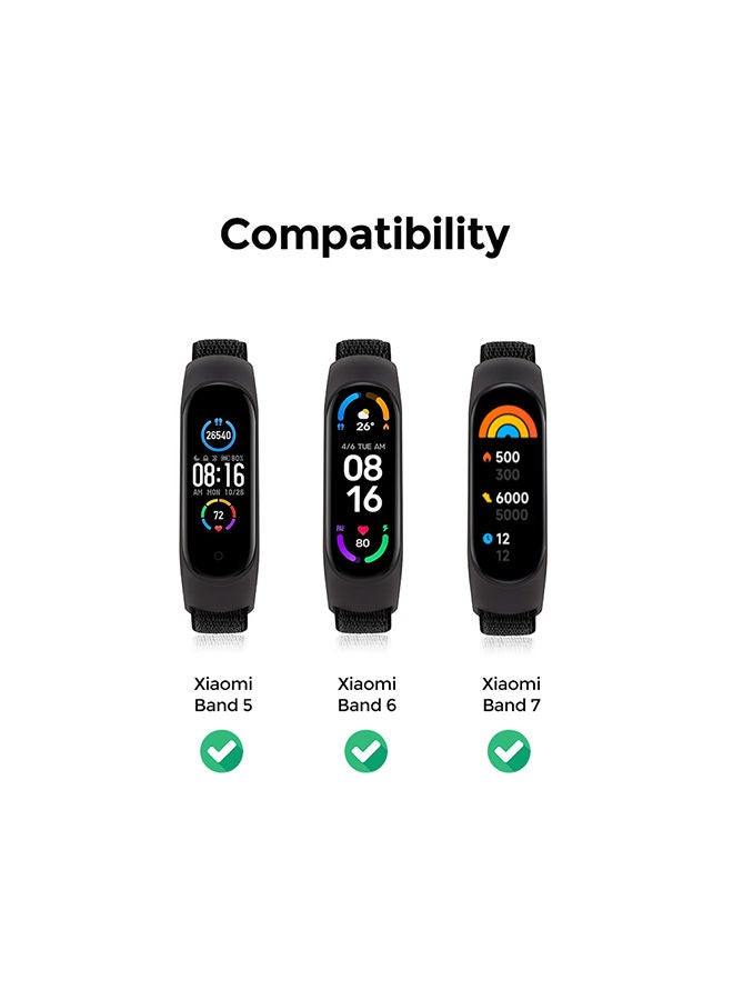 O Ozone Nylon Straps for Xiaomi Mi Band 7/6/5 Soft Breathable Sport Replacement Strap Wristband Sport Band - Deep Olive & Pink Sand & Cape blue - Image 2