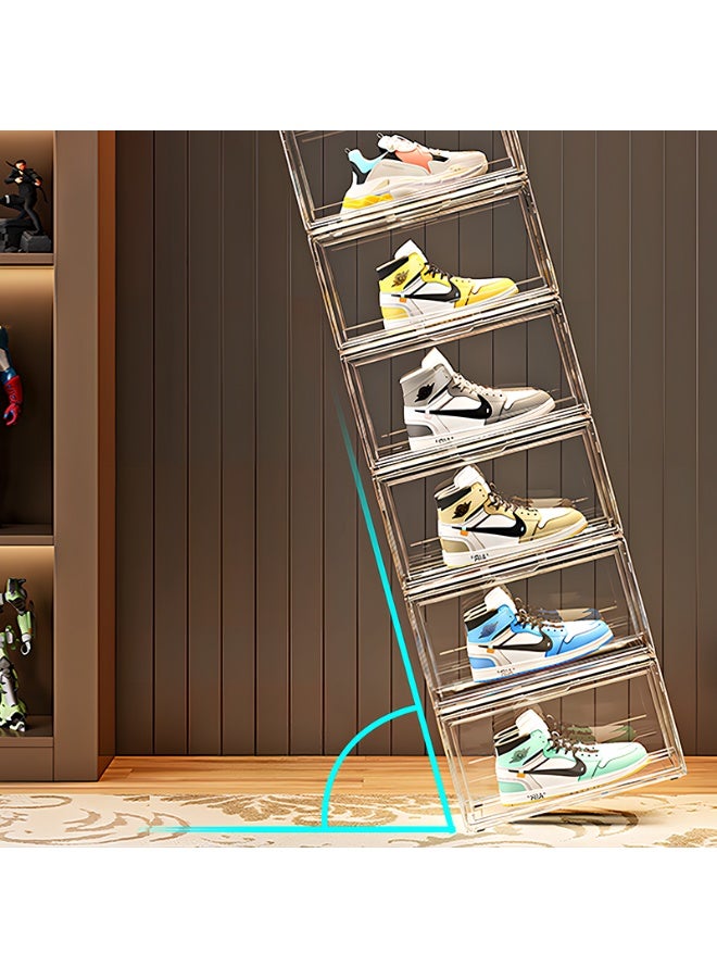 ايست من نون عبوة من 10 صناديق تخزين أحذية شفافة متينة، صناديق قابلة للتكديس لخزانة الملابس، رف أحذية قابل للطي موفر للمساحة لحاوية أحذية رياضية، خزانة أحذية بلاستيكية، صندوق أحذية - Image 4