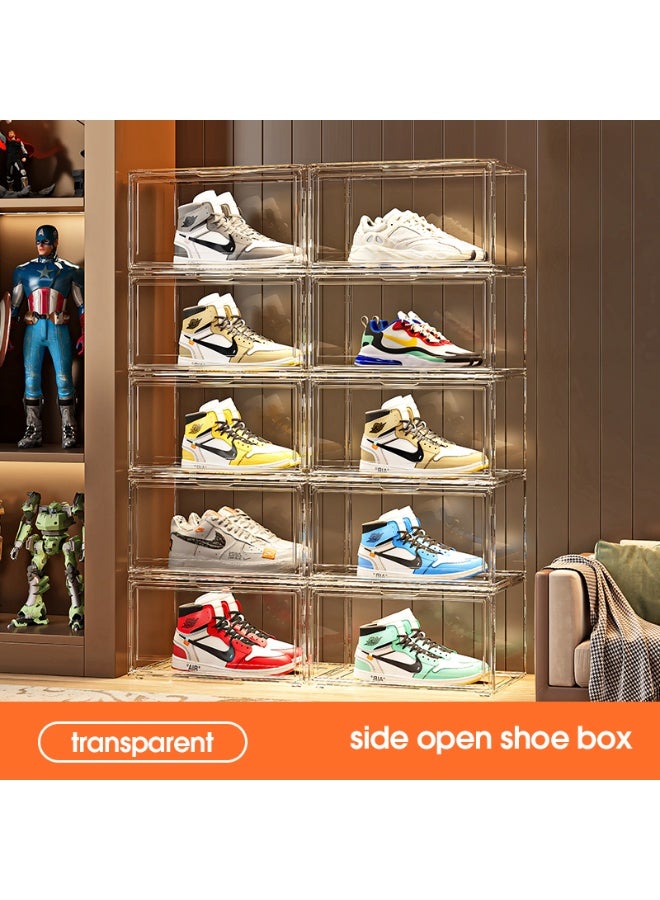 ايست من نون عبوة من 10 صناديق تخزين أحذية شفافة متينة، صناديق قابلة للتكديس لخزانة الملابس، رف أحذية قابل للطي موفر للمساحة لحاوية أحذية رياضية، خزانة أحذية بلاستيكية، صندوق أحذية - Image 2