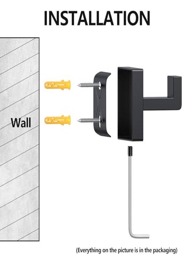 Kruodop 2 PCS Towel Hooks for Bathroom, Wall Mount Towel Holder, Black Matte Wall Robe Hook,Square Stainless Steel Door Hanger Towel Hook for Kitchen, Bedroom,Hotel,Pool,Coats - Image 3