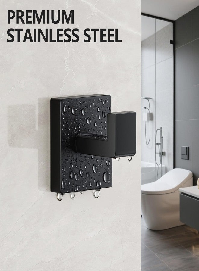 Kruodop 2 PCS Towel Hooks for Bathroom, Wall Mount Towel Holder, Black Matte Wall Robe Hook,Square Stainless Steel Door Hanger Towel Hook for Kitchen, Bedroom,Hotel,Pool,Coats - Image 2