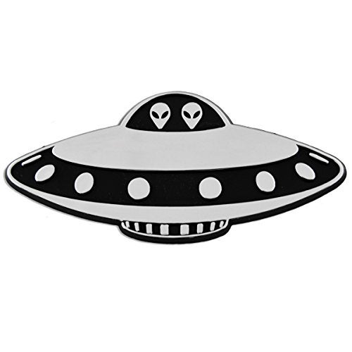 EvolveFISH UFO Saucer Plastic Auto Emblem Silver4 x 1 34 - Image 1