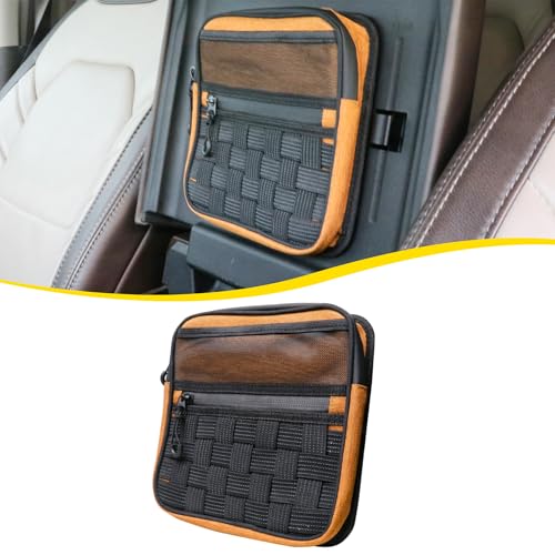 RERPRO منظم تخزين كونسول مركزي RERPRO متوافق مع فورد F150 2017 2018 2019 2020 2021 ملحقات منظم الكونسول حقيبة مخفية مع حزام تكتيكي لوحة مولي، برتقالي - Image 1