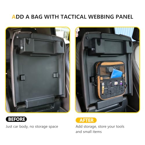 RERPRO منظم تخزين كونسول مركزي RERPRO متوافق مع فورد F150 2017 2018 2019 2020 2021 ملحقات منظم الكونسول حقيبة مخفية مع حزام تكتيكي لوحة مولي، برتقالي - Image 3