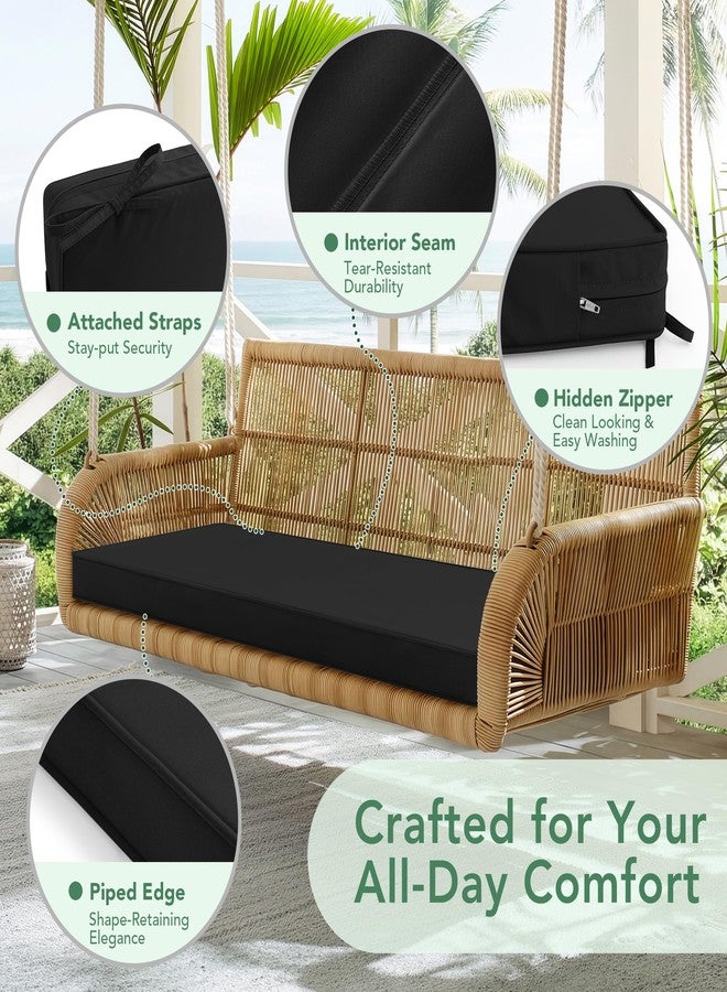 Summsun Outdoor Bench Cushion: Waterproof and Fade Resistant Patio Furniture Cushions - Non-Slip Bench Pad Cushion with Removable Cover for Garden Swing Porch Sofa Settee, 48 x 18 x 3 Inch, Black - Image 4