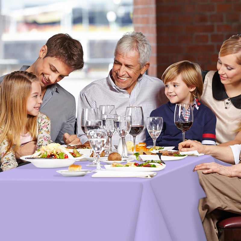 QIKSION 12 حزمة اللافندر البلاستيك المائدة الطاولة القابلة للتصرف يغطي قطعة قماش الأرجواني للأحزاب الحفلات الزفاف دش الاشتباك الزفاف نوبات الزفاف من 6 إلى 8 قدم مستطيل (54؟ 108 بوصة) - Image 3