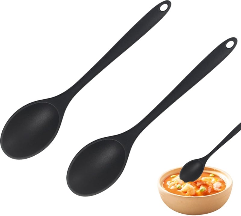 2 بكس سيليكوني سبوون,نونستيكك مطبخ سبوون هيات-ريسيستانت كووكينج سبوونس,فور ميكسينج كووكينج باكينج ستيررينج(27.5 * 5.8كم,بلاكك)