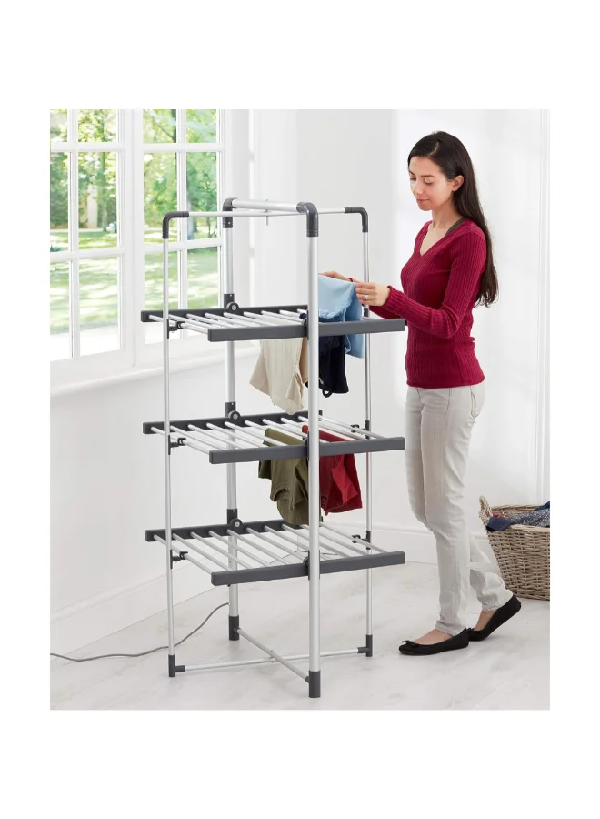 BLACK+DECKER 300W 3-Tier Heated Clothes Drying Rack Cool Grey and Black 140 x 73 x 68 cm 63099