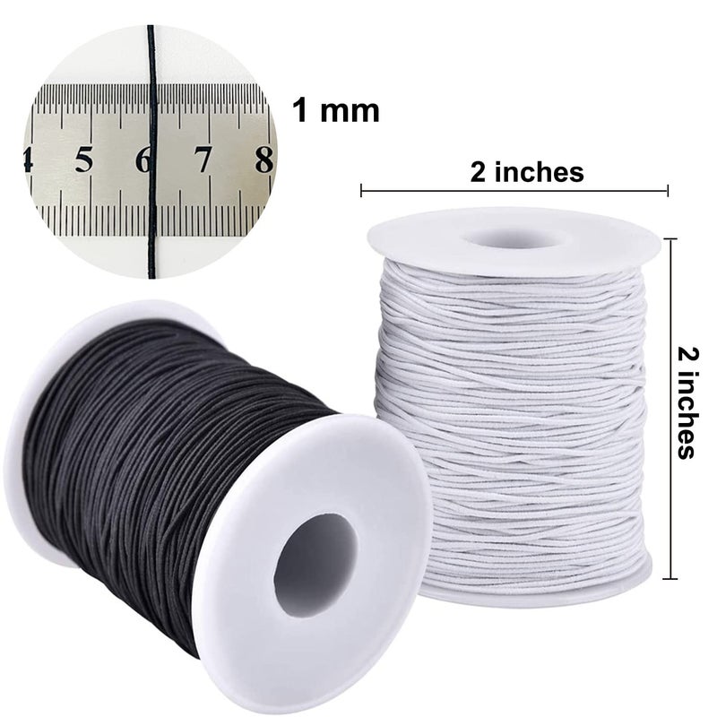 LUSTEMBER Elastic String for Bracelets, 2 Rolls 1 mm Sturdy Stretchy Elastic Cord for Jewelry Making, Necklaces, Beading Black and White - Image 2