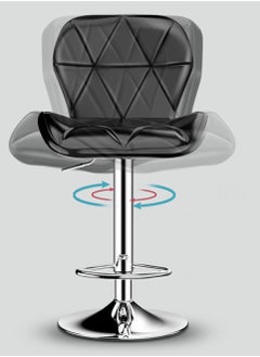CityRiya-Long Bar Stools Modern Pu Leather Adjustable Swivel Barstools, Armless Hydraulic Kitchen Counter Bar Stool Synthetic Leather Extra Height Square Island Barstool With Back Set Of 2(Black)  - Image 3