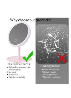 Rightsure Lighted Makeup Mirror with Magnification 10X, 7 Inch 3 Color Dimmable Lights Cosmetic Mirror, 90° Swivel Rechargeable LED Vanity Mirror, Portable Table Desk Counter top Mirror Standing Mirror  - Image 4