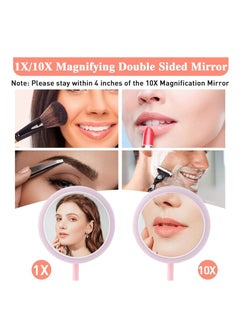 Rightsure Lighted Makeup Mirror with Magnification 10X, 7 Inch 3 Color Dimmable Lights Cosmetic Mirror, 90° Swivel Rechargeable LED Vanity Mirror, Portable Table Desk Counter top Mirror Standing Mirror  - Image 3