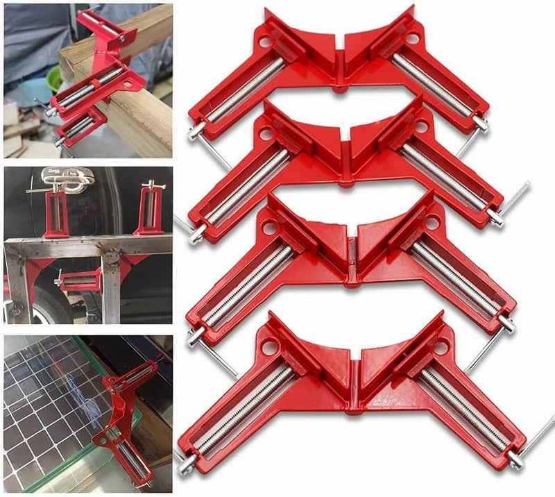 THS 90 Degree Corner Clamp DIY Woodworking Framing Holder Tool for Right Angle Picture Frame Clamping with one finger rotating screw jaw Pack of 4 Pieces - Image 2