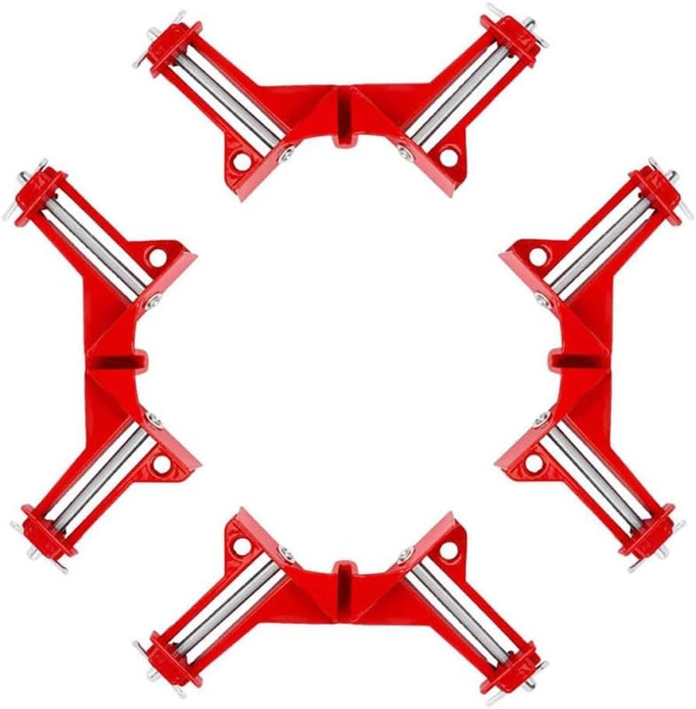 THS 90 Degree Corner Clamp DIY Woodworking Framing Holder Tool for Right Angle Picture Frame Clamping with one finger rotating screw jaw Pack of 4 Pieces - Image 1