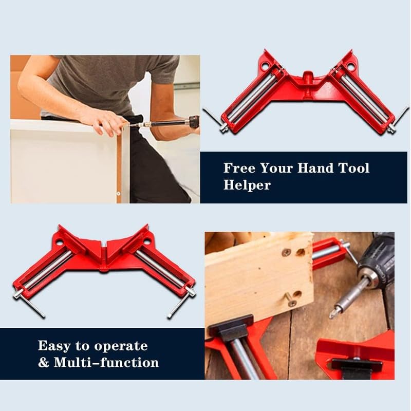 THS 90 Degree Corner Clamp DIY Woodworking Framing Holder Tool for Right Angle Picture Frame Clamping with one finger rotating screw jaw Pack of 4 Pieces - Image 4