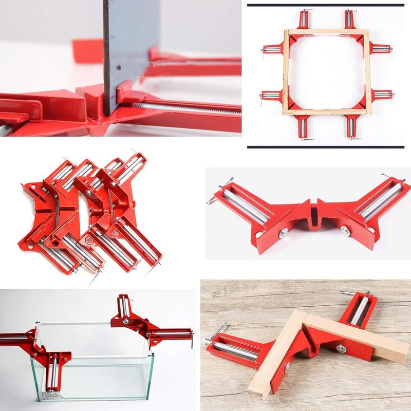 THS 90 Degree Corner Clamp DIY Woodworking Framing Holder Tool for Right Angle Picture Frame Clamping with one finger rotating screw jaw Pack of 4 Pieces - Image 3