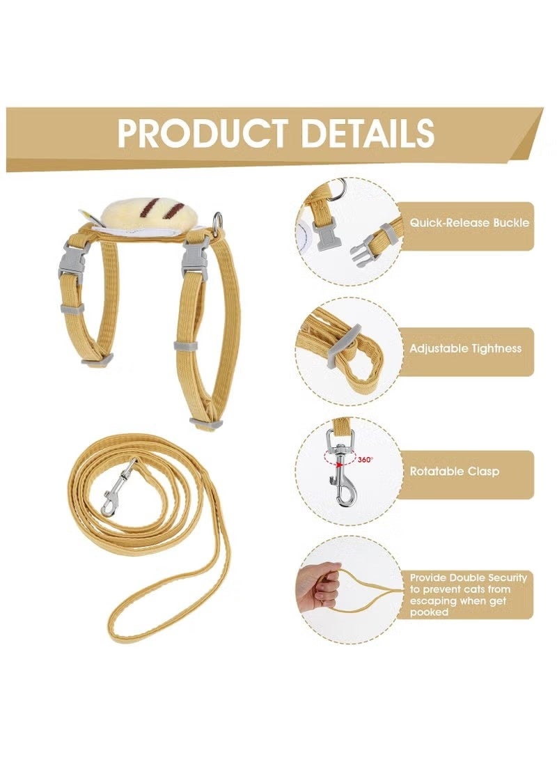 Adjustable Breathable Cat Chest Harness Pet Leash Escape Proof Chest Strap Cat Lead Set Soft Nylon Bee Cat Collar Lead Leash Suitable For Outdoor Walks For Cats And Small Dogs Puppies - Image 5