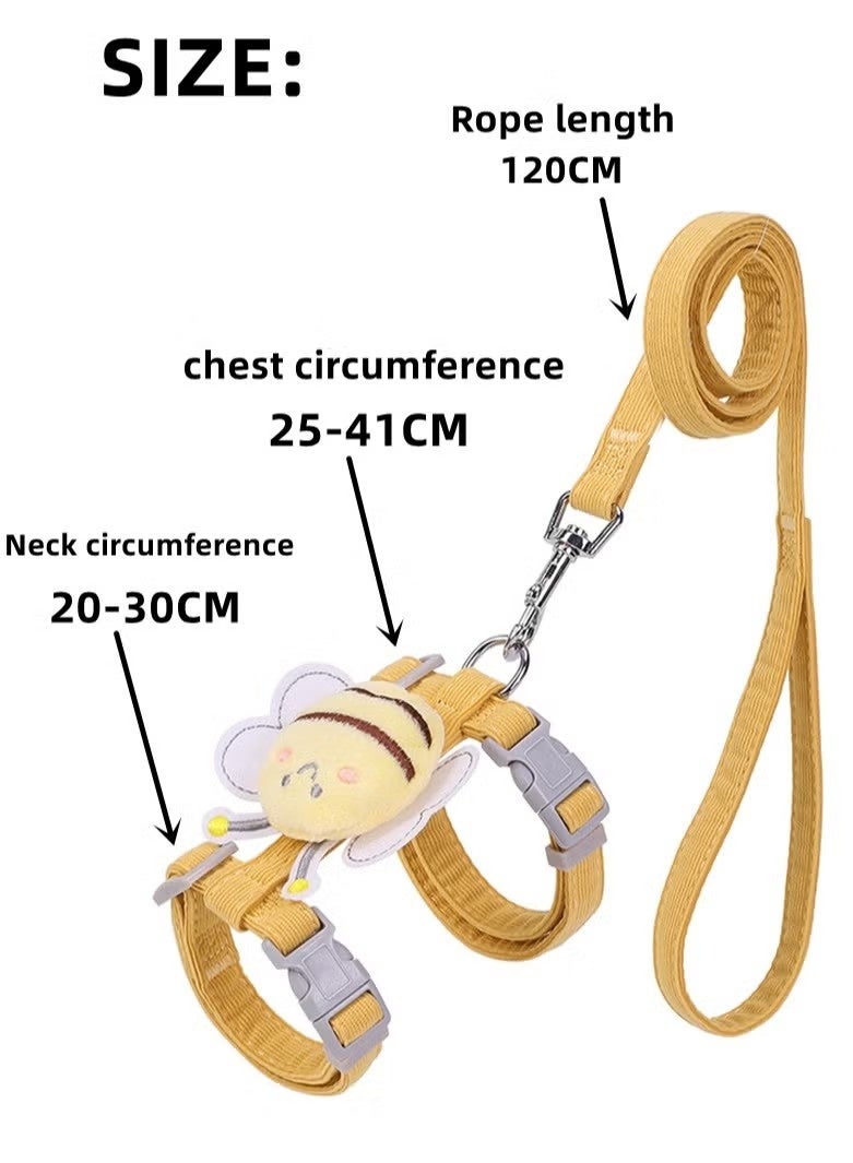 Adjustable Breathable Cat Chest Harness Pet Leash Escape Proof Chest Strap Cat Lead Set Soft Nylon Bee Cat Collar Lead Leash Suitable For Outdoor Walks For Cats And Small Dogs Puppies - Image 3