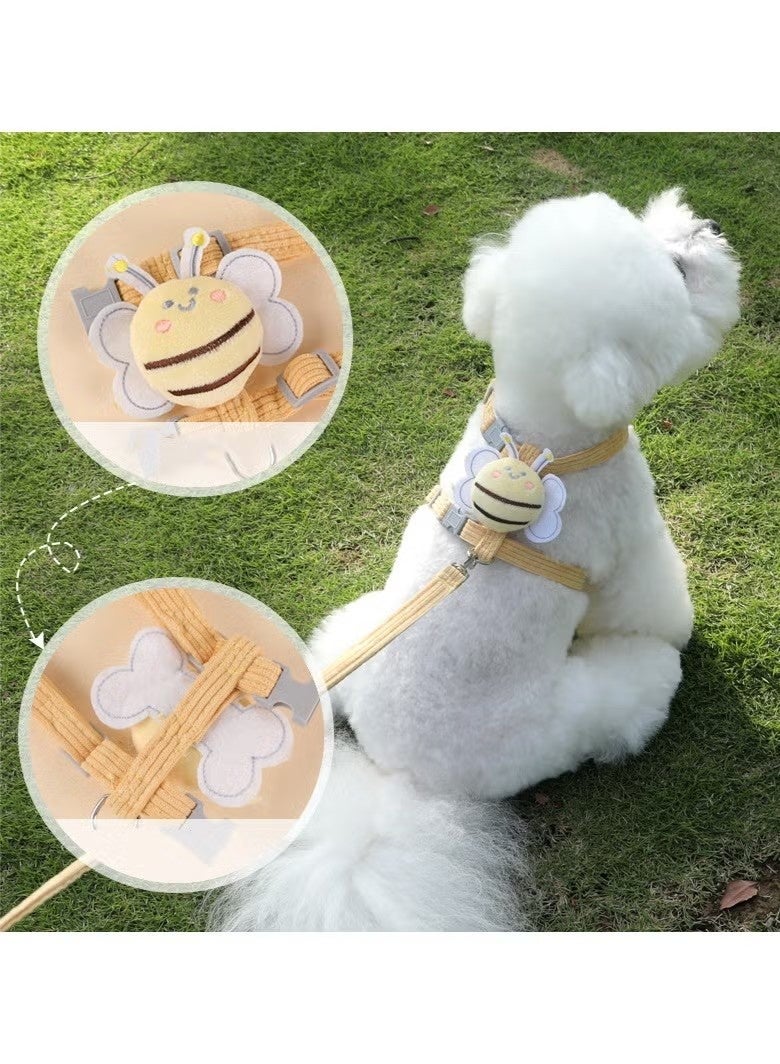 Adjustable Breathable Cat Chest Harness Pet Leash Escape Proof Chest Strap Cat Lead Set Soft Nylon Bee Cat Collar Lead Leash Suitable For Outdoor Walks For Cats And Small Dogs Puppies - Image 4