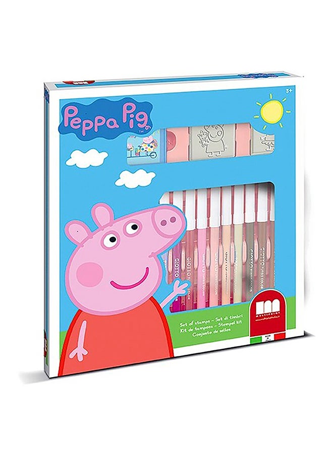MULTIPRINT Peppa Pig18 Felt-Tip Pens Set 18 Felt Pens, 2 Stamps And 1 Ink Pad  - Image 1