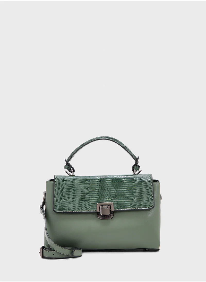 ELLA Metal Clasp Satchel Bag