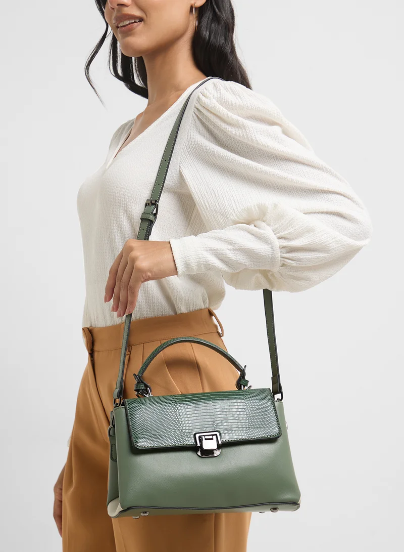ELLA Metal Clasp Satchel Bag